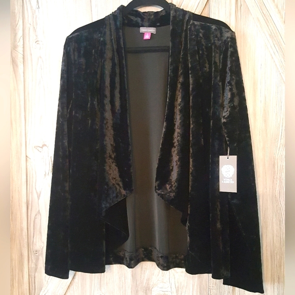 Vince Camuto Black Velvet Open Jacket L - Picture 2 of 8